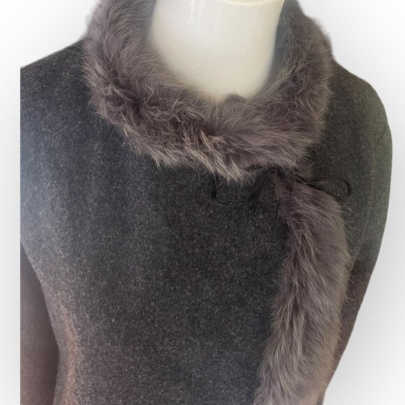 VTG Gray Fur Cardigan with Soft Fur Trim Small - Picture 5 of 8